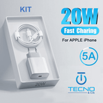 Kit Carregador USB-C PD20W + Cabo 2 metros para Iphone